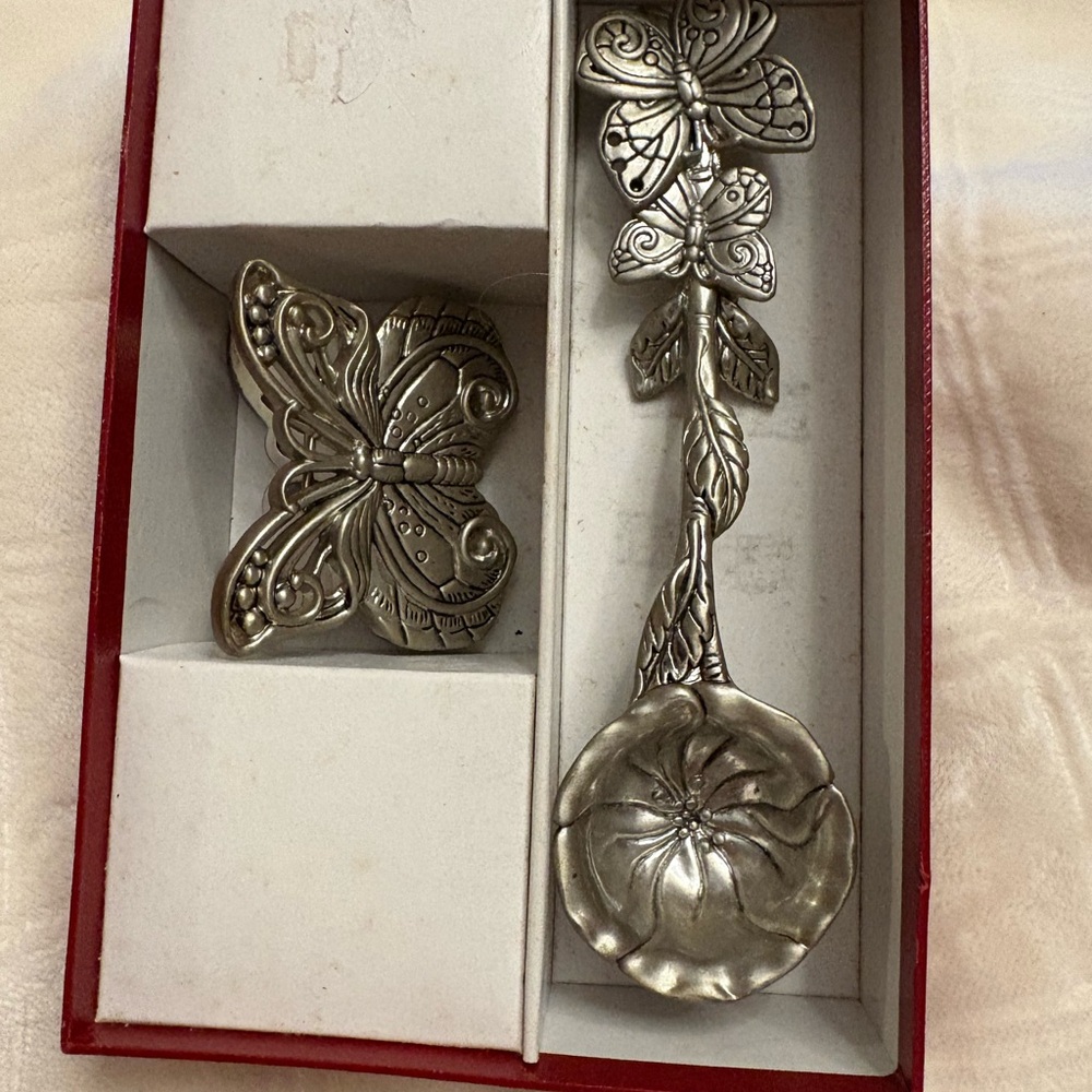 Neiman Marcus Butterfly Coffee Measuring Spoon and Clip Holder Authur Court